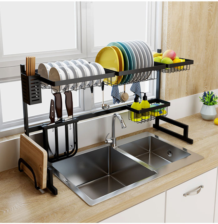 Stainless Steel Standing Dish Rack Storage Shelf Multifunctional