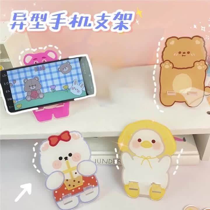 Kawaii Acrylic Phone Stand Desk Phone Holder Cute Transparent Student