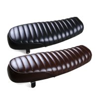 【LZ】 64cm University Retro Motorcycle Black Leather Cafe Racer Vintage Gel Flat Cushion Seat Saddle