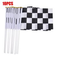 10 ชิ้น/แพ็ค 8th สีดำและสีขาวสแควร์มือธง 14*21 ซม.Racer Waving Flag Racing Flags และแบนเนอร์ตกแต่งกีฬารถธง-yrumrudang