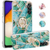 Miimall เคสโทรศัพท์ Samsung Galaxy A14 5G TPU เคสที่มีห่วงสำหรับถือขาตั้งส่องแสงเป็นประกายวิบวับมีสไตล์เคส A34ลายหินอ่อนแบบบางปลอกซิลิโคนผู้หญิงสำหรับ Samsung Galaxy A14/A34/A54 5G