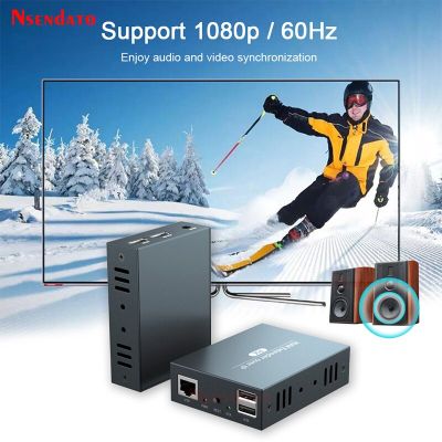 HD KVM ตัวขยาย USB 1080P 200M ผ่าน IP RJ45 Utp/stp Ethernet สวิตช์ KVM HD ตัวรับสัญญาณเครื่องส่งสัญญาณวิดีโอไร้สาย Cat5 6