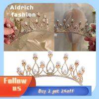 ALDRICH FASHION โรแมนติกโรแมนติก งานแต่งงานของเจ้าสาว บาร็อค ของตกแต่งงานพรอมปาร์ตี้ มงกุฎราชินีราชินี Rhinestone Tiara มงกุฎเจ้าหญิง ที่คาดผมมุก