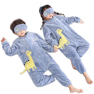Girls Pajamas Sets Boy Pajamas Children Thick Warm Flannel Dinosaur Kids Sleepwear Winter Girl Home Suit Jumpsuits Twins Clothes