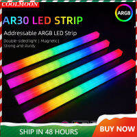 Coolmoon 30เซนติเมตร5โวลต์3pin 5โวลต์4Pin สองด้าน RGB หลอดไฟ LED Strip PC กรณีคอมพิวเตอร์แชสซีแม่เหล็กสีบรรยากาศหลอดไฟ LED