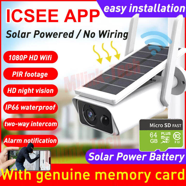 【Shipping from Manila】Solar camera wifi 1080p hd Batteryincluded ICSEE
