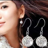 [COD] Korean version of the hot style 925 silver needle earrings ball full diamonds long stud ear factory direct sales