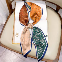 2021 Luxury Striped Print Silk Scarf Women Double Small Scarf Tying Hair Band Female Spring Narrow Long Scarfs Ladies