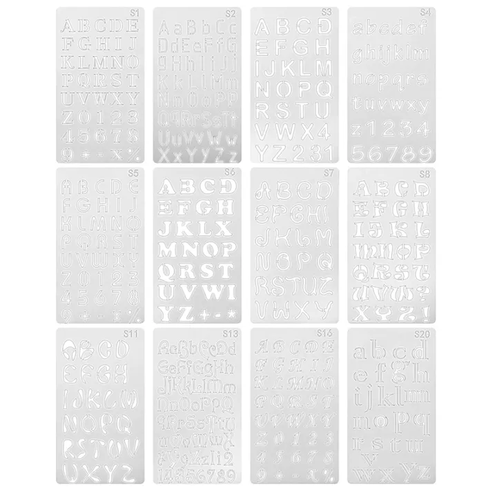 12 Pcs Alphabet Stencils Reusable Letter Painting Stencils Plastic DIY