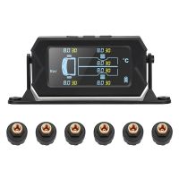 【LZ】✓  TPMS Tire Pressure Monitoring System Solar Power Digital TMPS LCD Auto Security Alarm Sensor de pressão para caminhão de 6 rodas