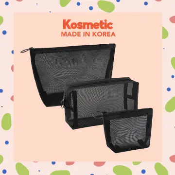 Mesh Travel Pouch Black Organizer Cosmetics Makeup Bag Toiletries Beauty  Nylon No Logo 5 sizes