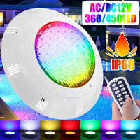 ไฟ LED สำหรับสระว่ายน้ำใต้น้ำ18W 24W RGB เปลี่ยนสีได้ AC12V IP68โคมไฟกันน้ำพร้อมรีโมทคอนโทรล