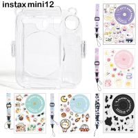 Protective Case for Fujifilm Instax Mini 12 Instant Film Camera Clear Crystal Cover with Photo Bag/Shoulder Strap/DIY Sticker