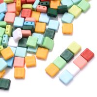 50Pcs/Lot Acrylic Beads Mix Flat Alphabet Double Hole Various Colors Loose Spacer Beads for Jewelry Making DIY Bracelet Necklace Beads