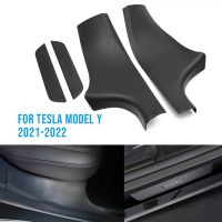 ABS Rear Door Sill Guards Protector Scuff Plate Cover For Tesla Model Y 2021 Car Door Sill Decal Sticker Pedal Protection Strip