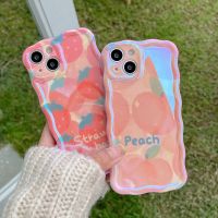 .Suitable For Fashion Laser blue light Fruits Peach strawberry Phone Case iPhone 13 14 12 11 Pro Max Luxury Soft Shockproof TPU Cover