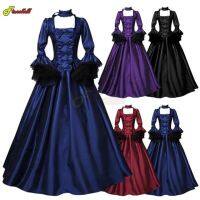 Women Medieval Palace Court Princess Dress Elegant Ball Gown Square Collar Lace  Renaissan Punk Halloween Cosplay Costume