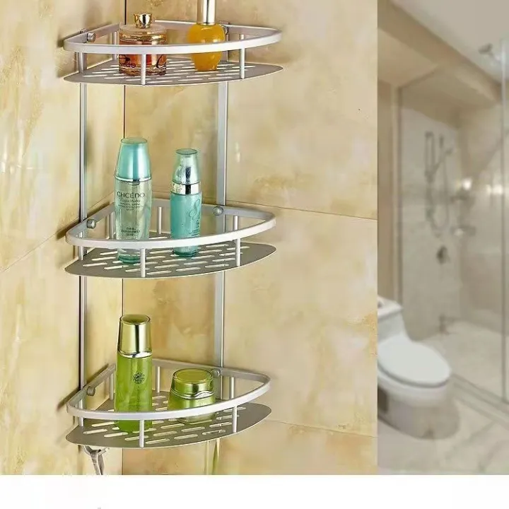 【Ready Stock】 2/3 Layer Corner Bathroom Rack Triangular Bathroom