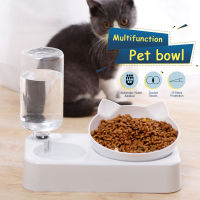 ชามอาหารสัตว์เลี้ยง Cat Dog Food Feeder &amp; Automatic Water Dispenser 2 In 1 Set Puppy Food Water Bowls Accessories