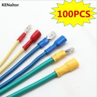 100PCS Spade Terminal Female Male Connector Lug Wire Butt Splice Electrical Crimp for Wire Crimp Connector Assortment