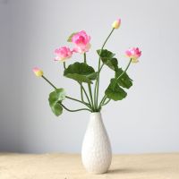 Mini Artificial Fake Lotus Bud with Leaf Fake Flower Wedding Home Decor