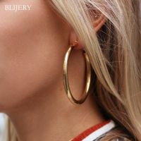 【YP】 BLIJERY 2019 New Fashion Hoop Earring Steampunk Jewelry Gold Color Statement Earrings Brincos