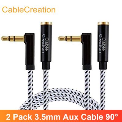 2 Pack Aux Cable 3.5mm Audio Extension Cable Jack 90 Degree Male to Female Auxiliary line Headphone Cable for Speaker Car