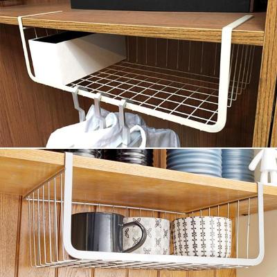 【CW】Multipurpose Iron Mesh Shelf Basket Cabinet Cabinet Organizer Rack Holders Hanging Under Shelf Storage Basket Rack Organizer