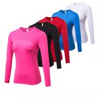 Long Sleeve T shirts Women Yoga Gym Compression Tights Sportswear Fitness Quick Dry Running Tops Body Shaper Tee