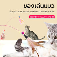 cat toy ของเล่นแมว ไม้ตกแมว ไม้ตกแมวแบบสปริง sของใช้สำหรับแมว ขนนก กระดิ่ง