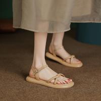 COD ✵ saafeeqdsdfsdw Lightweight Soft Leather Cross Open Toe Sandals For Womens Thick Sole Comfort Flat Shoes Casual Sports Women Sandals轻便软皮交叉露趾凉鞋女厚底舒适平底鞋子休闲运动女凉鞋