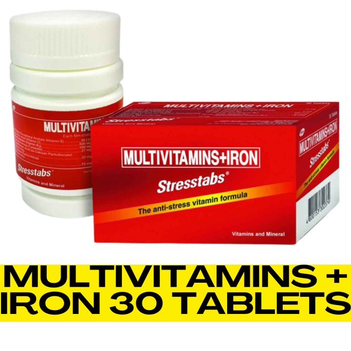 Stresstabs Multivitamins + Iron 30 Tablets Combat Stress, Enhance