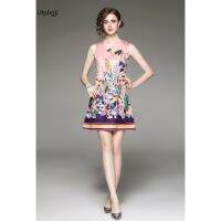 Fashionable All-Match Waist Slimming Positioning Printed Vest Dress