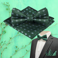 Bowtie Green flora Set โบว์ไทด์ สีเขียว ลายดอกไม้ (BOWTIE117)