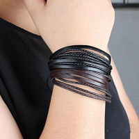 Hot Sell 100 Hand-Woven Fashion Jewelry Wrap Multilayer Leather Braided Rope Wristband Men Bracelets &amp; Bangles For Women