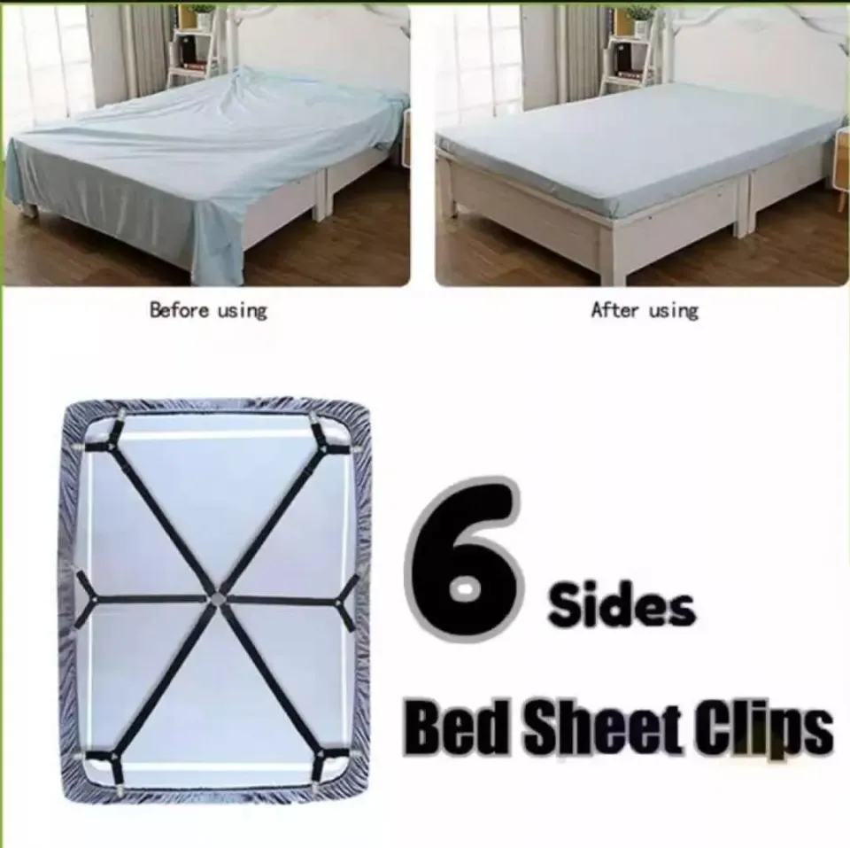 6 Sides Bed Sheet Clips Mattress Suspender Straps Bed Cover Holder