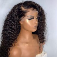 【jw】✠  Preplucked 26“ Soft 180 Density Kinky Curly  Front Wig Baby Hair Resistant Glueless