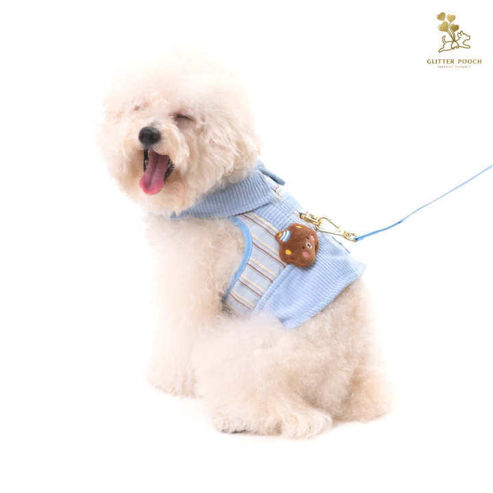 glitter-pooch-harness-ชุดรัดอก-สายจูง-เสื้อผ้า-สุนัข-หมา-แมว-สัตว์เลี้ยง-พร้อม-สายจูง-รุ่น-bluetiful-teddy-boy