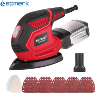 [electronicshop]Detail Sander 1.6A 200W 14000 OPM Compact Sander ระบบเก็บฝุ่นที่มีประสิทธิภาพพร้อมแผ่นขัด2ชิ้นและกระดาษทราย20ชิ้นสำหรับพื้นที่แคบขัด/ขัดในของตกแต่งบ้าน &amp; DIY