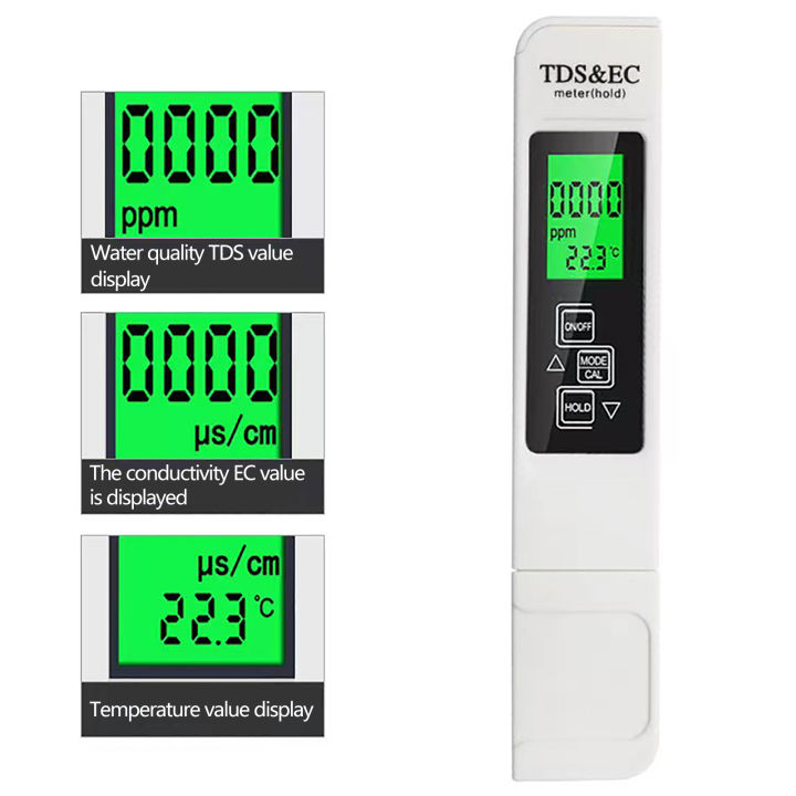 ปากกาทดสอบตัวทดสอบคุณภาพน้ำที่เชื่อถือได้แบบ3-in-1ตัวทดสอบคุณภาพน้ำที่แม่นยำปากกา-tds-พร้อมอุดมคติการชดเชยอุณหภูมิอัตโนมัติ