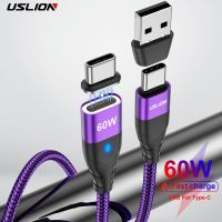 325วังฮีขายดี - / USLION 2 In 1 PD 60วัตต์สายชาร์จอย่างรวดเร็ว USB A USB C เพื่อพิมพ์ C แม่เหล็กข้อมูลลวดสำหรับ iPhone 13 Pro Max Xiaomi 12 Macbook แล็ปท็อป