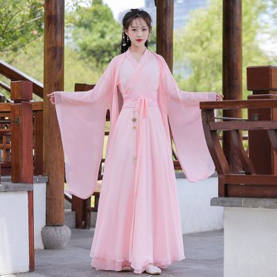 Hanfu กระโปรงยาวระดับเอวเครื่องแต่งกายโบราณของผู้หญิง,กระโปรงซุปเปอร์แฟรี่สำหรับการแสดงบนเวทีสูทสไตล์โบราณ