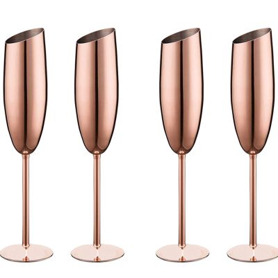 Set of 4 Stainless Steel Champagne Wine Flutes Glasses Rose Gold Unbreakable Shatterproof