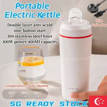 Portable Travel Electric Kettle, 300ml Small Electric Tea Kettle, Mini  Portable Stainless Steel Hot Water Bottle With Automatic Shutdown And Dry  Protection Function
