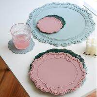 【CW】 European Embossed Silicone Round Placemats Coasters Bowls Plates Pot Mats Wedding Tableware Decorations