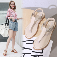 ร้อน, ร้อน★35-42 Leather Sandals Soft Insole Outdoor Flat Heel Sendal Beach Party Dinner Low Tops Tong Womens Shoes Office Wear Rubber Sole