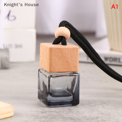 Knights House น้ำหอมติดรถยนต์ช่องปล่อยกลิ่นสดชื่นแบบคลิปติดขวดน้ำหอมทรงสี่เหลี่ยมจี้ขวดน้ำหอมขวดแก้วเปล่า