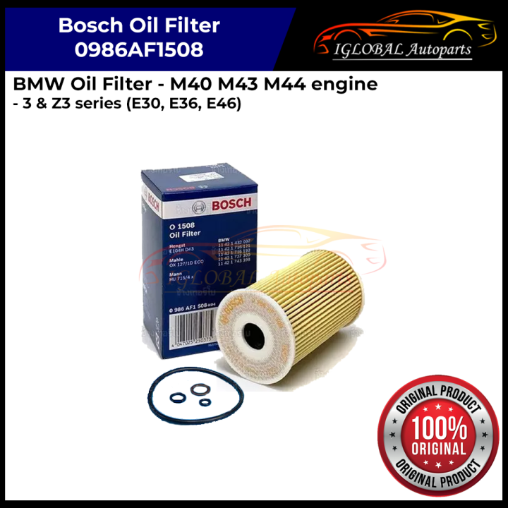 Bosch Oil Filter O1508 for BMW 3 Z3 series / E30 E36 E46 (M40 M43 M44 ...