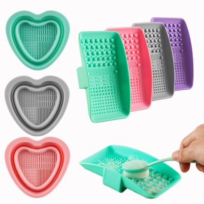【YF】 Handheld Silicone Brush Scrubber / Foldable Cleaning Bowl Mat To Clean Blender Brushes A Lot Easier Palette