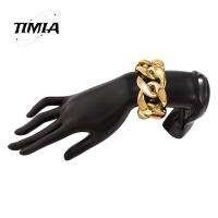 TIMIA การออกแบบชนกลุ่มน้อย สร้อยข้อมือโซ่หนา แผ่นรองรีด ยุโรปอเมริกัน ห่วงโซ่มือ น่ารักน่ารักๆ อุปกรณ์เครื่องประดับอัญมณี สร้อยข้อมือกว้างขนาดใหญ่ สำหรับผู้หญิง